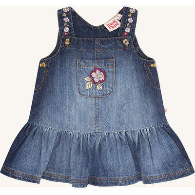 Kinderkleid (Latzrock) "Kis Denim" mit Stickerei - Hust&Claire