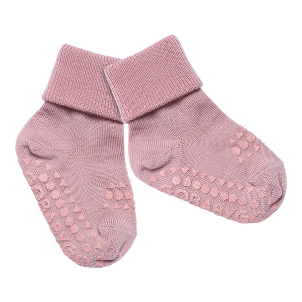 Rutschfeste Socken Merinowolle, Rose Blush (Flieder) - GoBabyGo