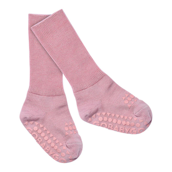 Rutschfeste Socken Merinowolle, Rose Blush (Flieder) - GoBabyGo