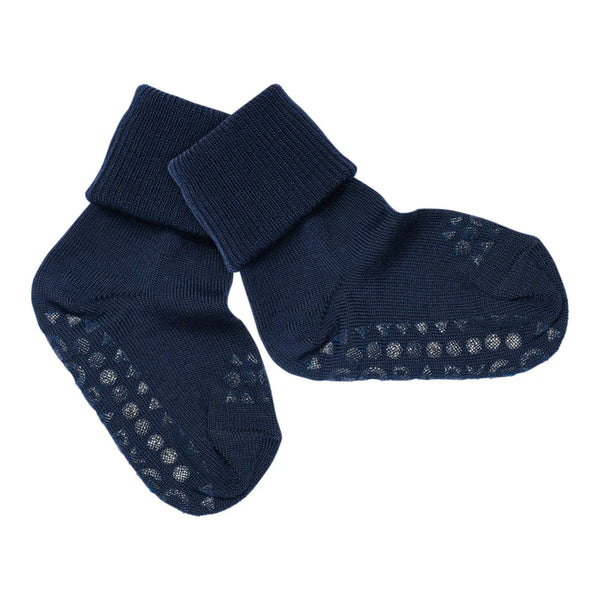 Rutschfeste Socken Merinowolle, Midnight Blue - GoBabyGo