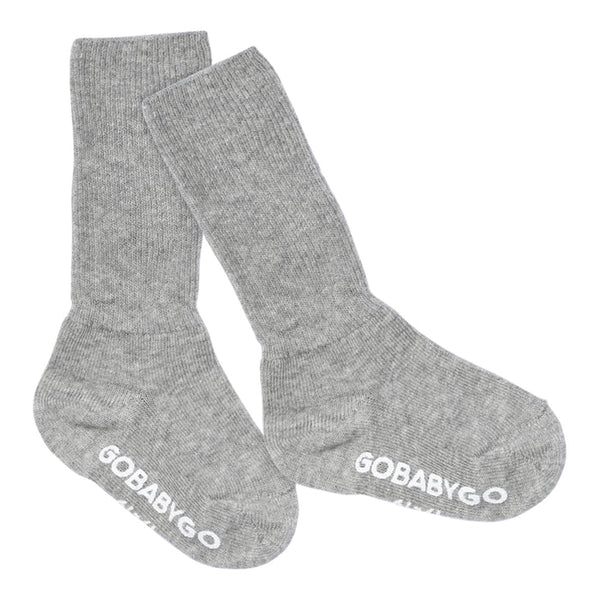 Rutschfeste Socken aus Baumwolle, Grey Melange (Hellgrau meliert) - GoBabyGo