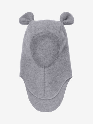 Schlupfmütze (Balaclava) mit Öhrchen, Wollfleece, Mittelgrau (Medium Grey) - Huttelihut
