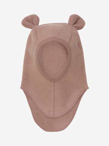 Schlupfmütze (Balaclava) mit Öhrchen, Wollfleece, Rosé (Burlwood) - Huttelihut