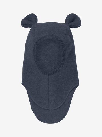 Schlupfmütze (Balaclava) mit Öhrchen, Wollfleece, Marineblau (Navy Melange) - Huttelihut