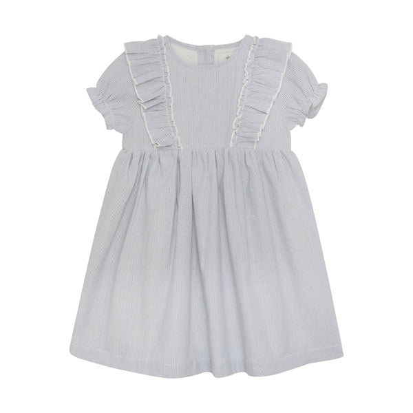 Kleid mit kurzen Ärmeln, Hellblau/Weiß - Huttelihut