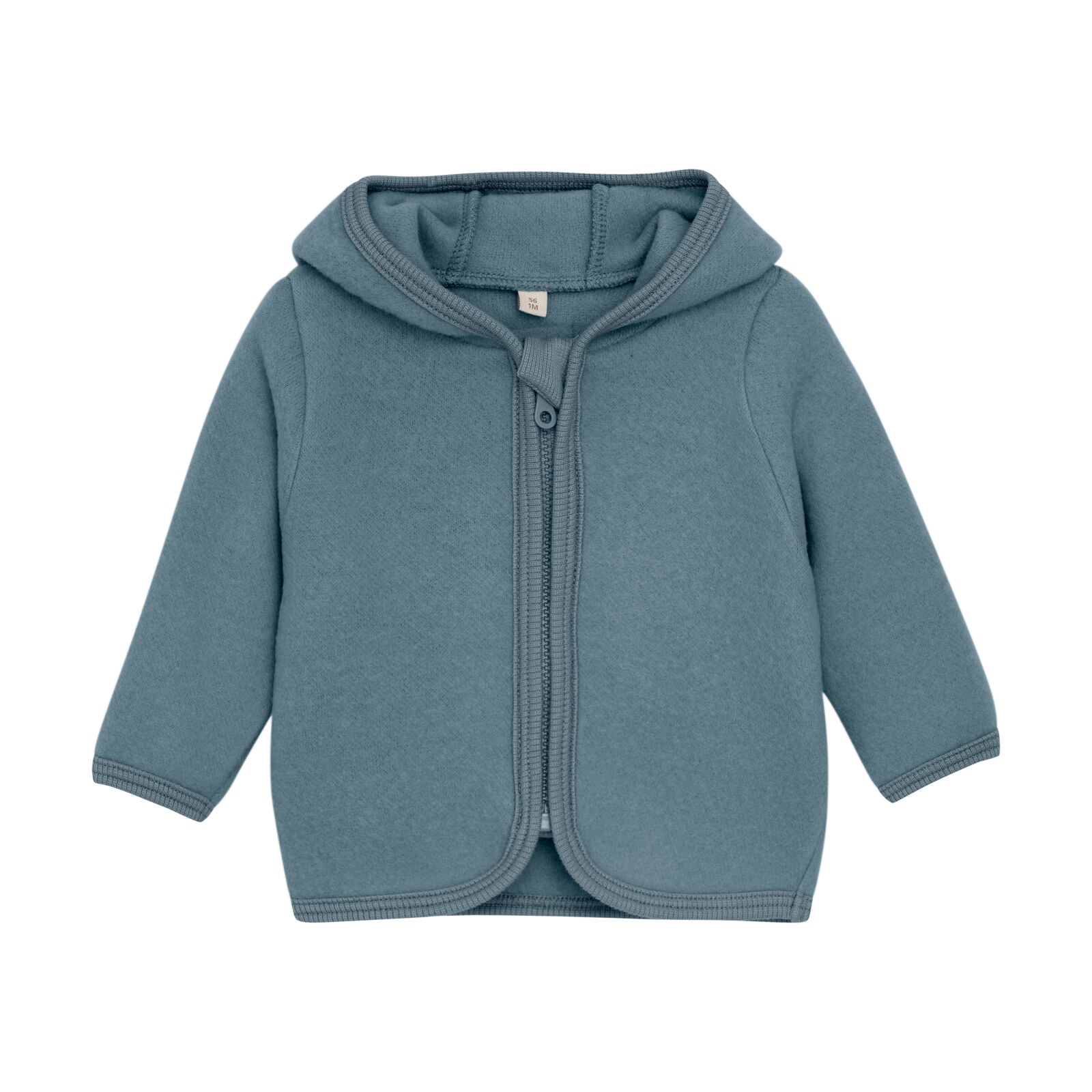 Jacke mit Kapuze aus Wollfleece, Graublau - Huttelihut