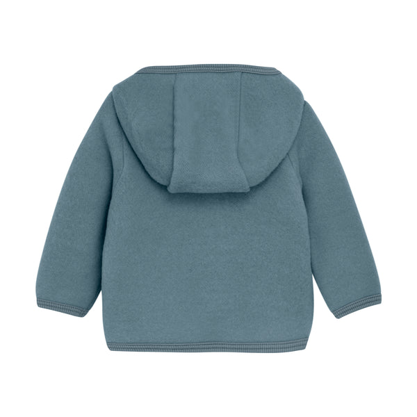 Jacke mit Kapuze aus Wollfleece, Graublau - Huttelihut