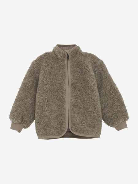 Jacke aus Woll-Teddyplüsch, Camel Melange - Huttelihut