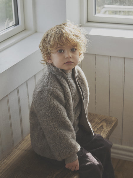 Jacke aus Woll-Teddyplüsch, Camel Melange - Huttelihut