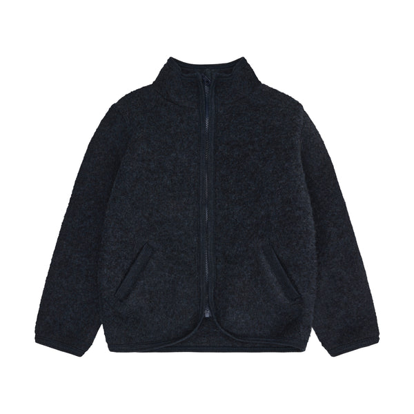 Jacke aus Wollfleece für Kinder, Marineblau meliert (Navy Melange) - Huttelihut