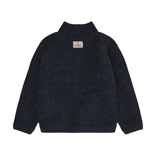 Jacke aus Wollfleece für Kinder, Marineblau meliert (Navy Melange) - Huttelihut