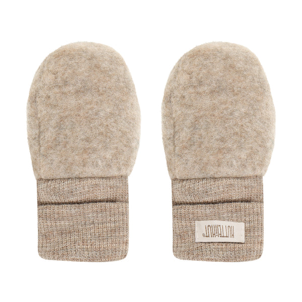 Handschuhe (Fäustlinge), Wollfleece, Beige meliert (Savannah Melange) - Huttelihut