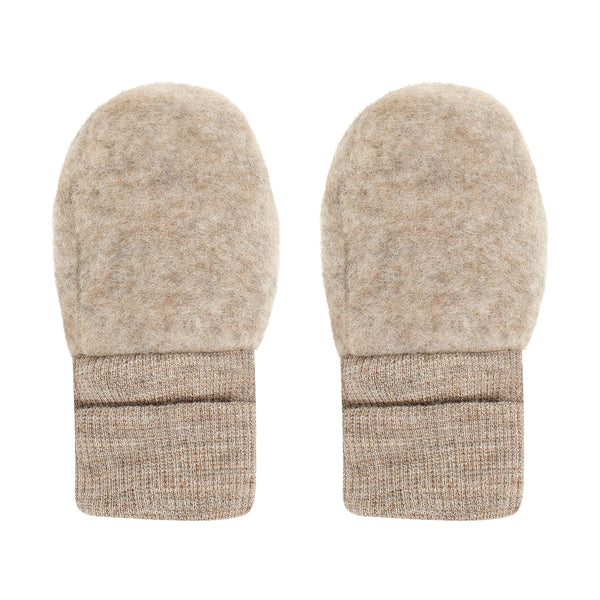 Handschuhe (Fäustlinge), Wollfleece, Beige meliert (Savannah Melange) - Huttelihut