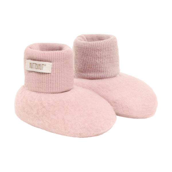 Schühchen (Babyschuhe), Wollfleece, Rosa (Woodrose) - Huttelihut