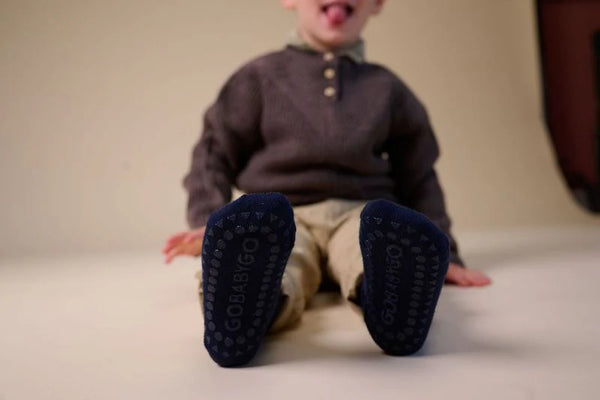 Rutschfeste Socken Merinowolle, Midnight Blue - GoBabyGo