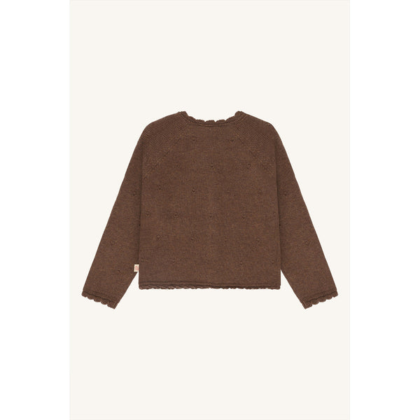 Strickjacke "Cilja Pointelle" für Mädchen, Schokobraun (Toffee Melange) - Hust&Claire