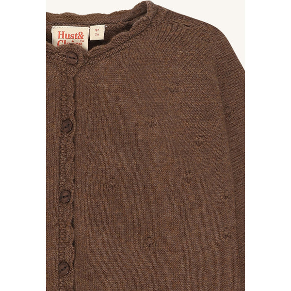 Strickjacke "Cilja Pointelle" für Mädchen, Schokobraun (Toffee Melange) - Hust&Claire