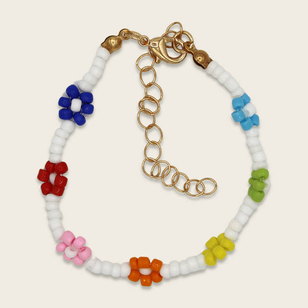 Perlen-Armband bunt mit Karabinerverschluss im bestickten Stoffsäckchen  - Ava&Yves