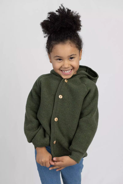 Babyjacke/Kinderjacke aus Wollfleece, Schilf Melange - Engel