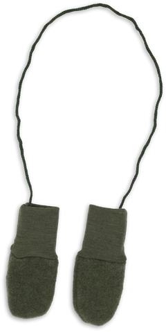 Baby-Handschuhe (Fäustlinge) aus Wollfleece, Schilf Melange (Grün) - Engel
