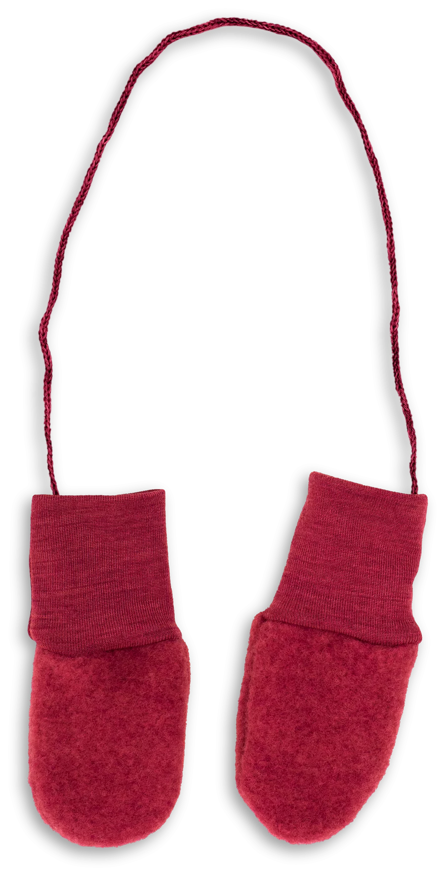 Baby-Handschuhe (Fäustlinge) aus Wollfleece, Jaspis Melange (Rot) - Engel