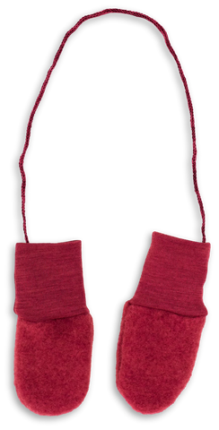 Baby-Handschuhe (Fäustlinge) aus Wollfleece, Jaspis Melange (Rot) - Engel