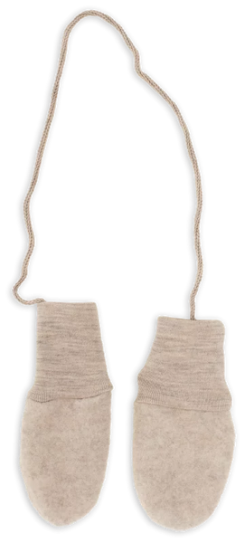 Baby-Handschuhe (Fäustlinge) aus Wollfleece, Sand Melange - Engel