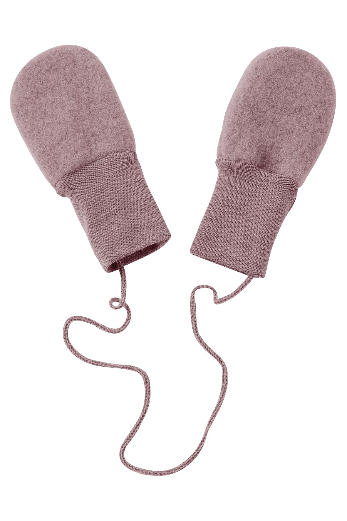 Baby-Handschuhe (Fäustlinge) aus Wollfleece, Rosenholz Melange - Engel