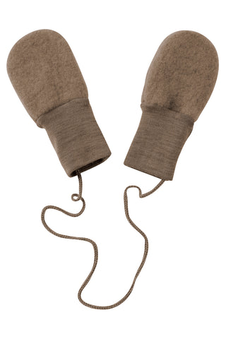 Baby-Handschuhe (Fäustlinge) aus Wollfleece, Walnuss Melange - Engel
