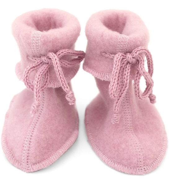 Baby-Schühchen/Babyschuhe aus Wollfleece, Rosenholz Melange (Rosa) - Engel