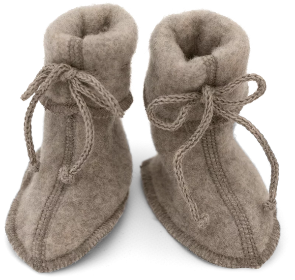 Baby-Schühchen/Babyschuhe aus Wollfleece, Walnuss Melange - Engel