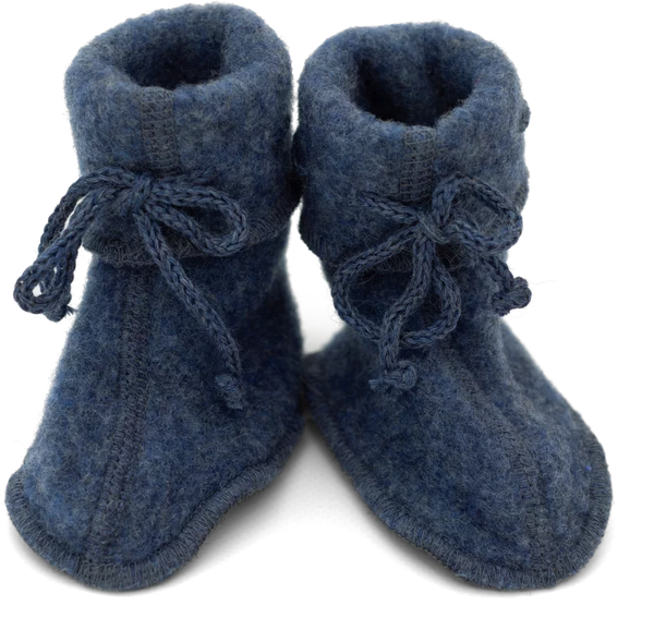 Baby-Schühchen/Babyschuhe aus Wollfleece, Blau Melange - Engel