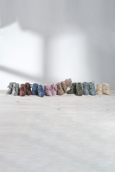 Baby-Schühchen/Babyschuhe aus Wollfleece, Walnuss Melange - Engel