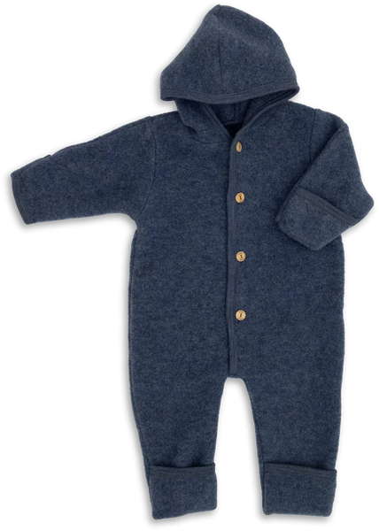 Overall aus Wollfleece, Blau Melange - Engel
