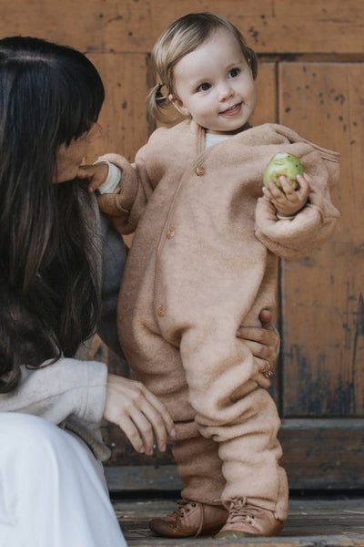 Overall aus Wollfleece, Sand  Melange - Engel