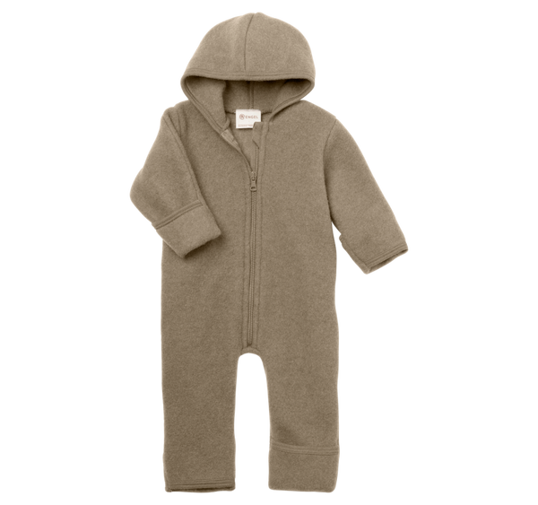 Zipp-Overall aus Wollfleece, Walnuss Melange - Engel