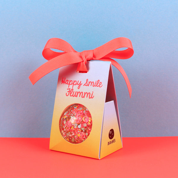 Flummi (kleiner Ball) mit Smilies und Konfetti, Neonpink/Hellblau, 49 mm - Ava&Yves