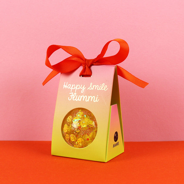 Flummi (kleiner Ball) mit Smilies und Konfetti, Gelb, 49 mm - Ava&Yves