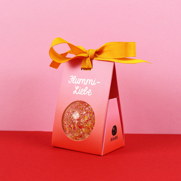 Flummi (kleiner Ball) mit Glitzer und Konfetti, Rosa/Rot, 49 mm - Ava&Yves