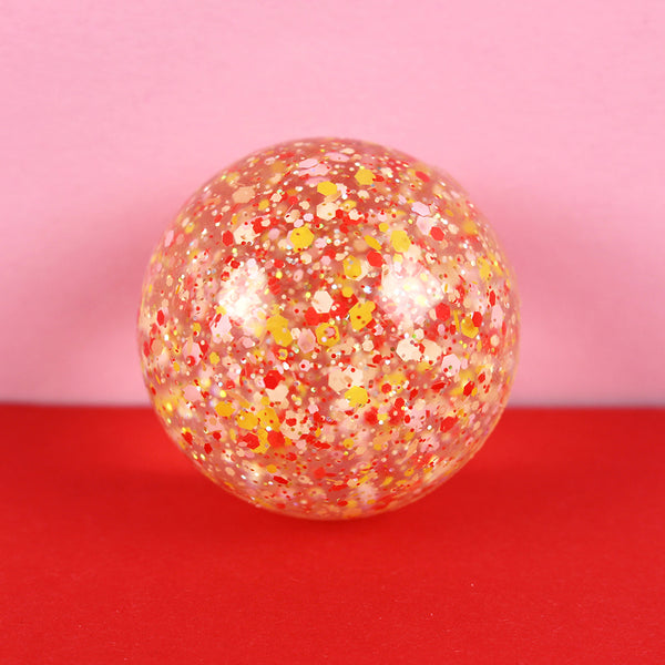 Flummi (kleiner Ball) mit Glitzer und Konfetti, Rosa/Rot, 49 mm - Ava&Yves