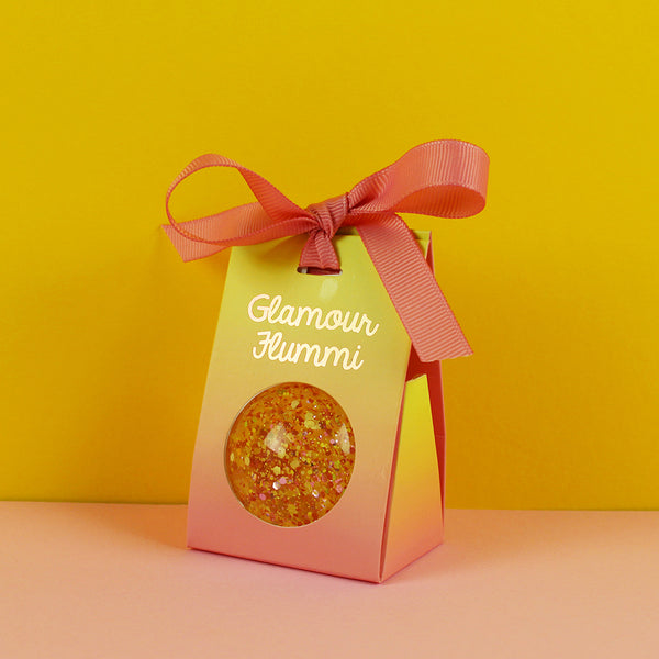 Flummi (kleiner Ball) mit Glitzer und Konfetti, Roségold/Zitronengelb, 49 mm - Ava&Yves