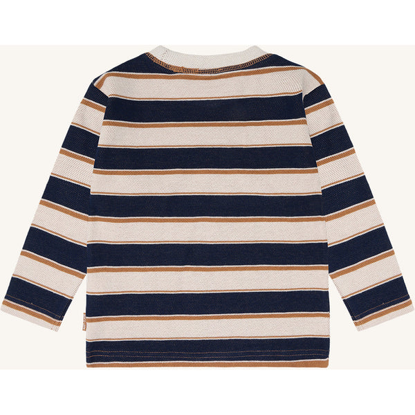 Langarmshirt/Longsleeve für Jungs "Anton Trails", Marine/Natur geringelt - Hust&Claire