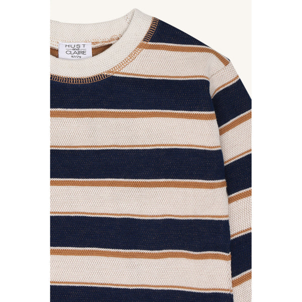 Langarmshirt/Longsleeve für Jungs "Anton Trails", Marine/Natur geringelt - Hust&Claire