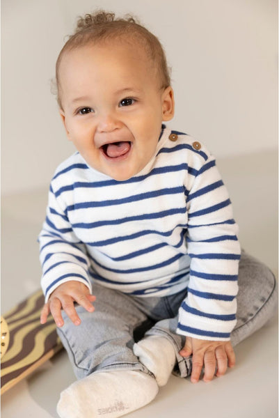 Langarmshirt/Longsleeve "Gray Blue", geringelt - Noppies