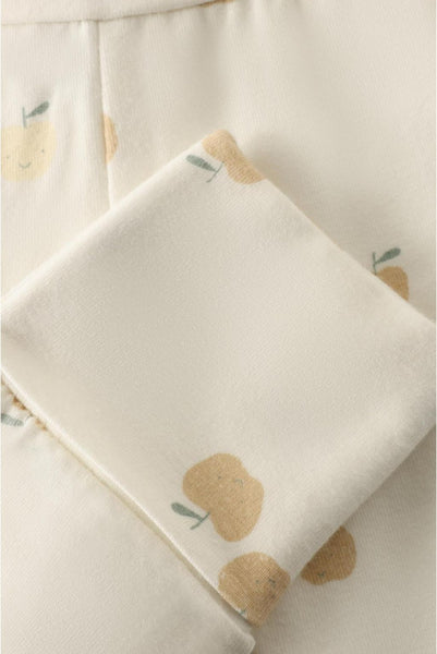 Hose "Egret", Off White mit Apfel-Print - Noppies