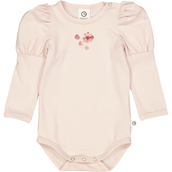 Langarm-Body (Dazzle Puff l/s Body) mit Blumenprint, Puderrosa - Müsli by Green Cotton