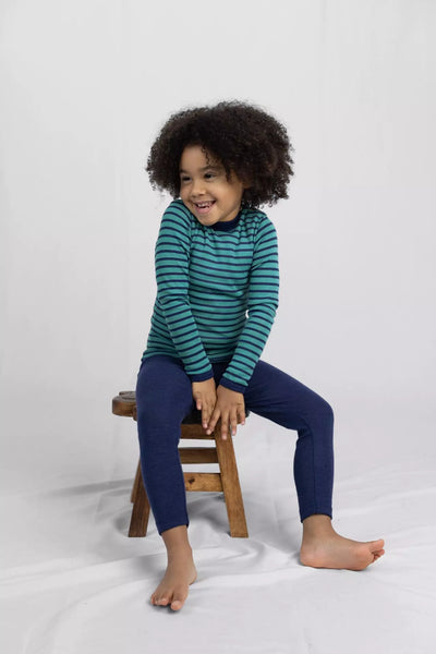 Kinder-Legging aus Wolle/Seide, Marine - Engel