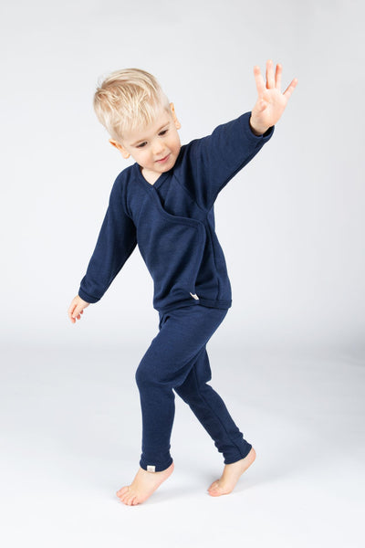 Baby-Legging aus Wolle/Seide (stabiler Interlock), Marine - Engel