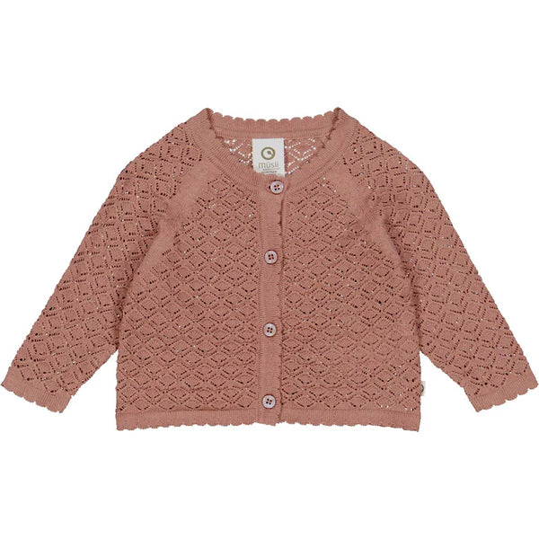 Baby-Strickjacke (Knit Scallop Cardigan Baby), Altrosa - Müsli by Green Cotton