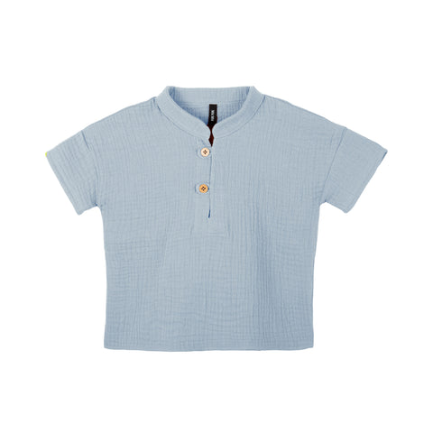 Kurzarm-Shirt/Hemd aus Musselin (Mini T-Shirt Mull), Light Blue - Pure Pure by Bauer